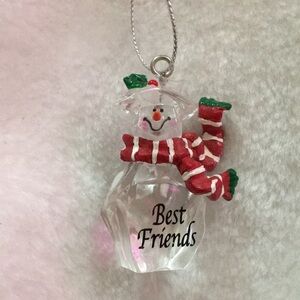 Charming Snowman Ornament - Red and Green Accents
